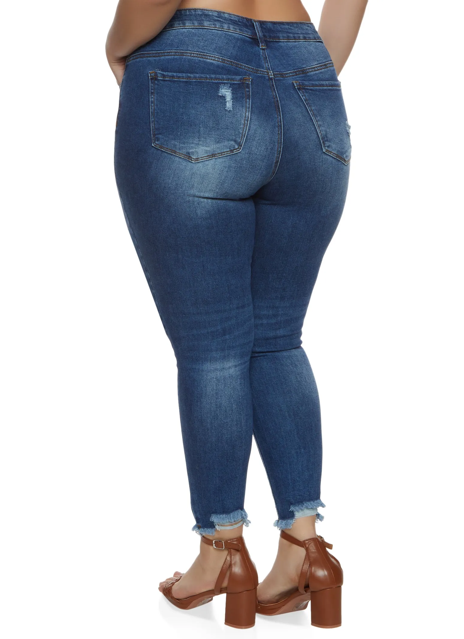 Plus Size WAX Frayed Hem Distressed Skinny Jeans sold by Rainbow product image thumbnail 2