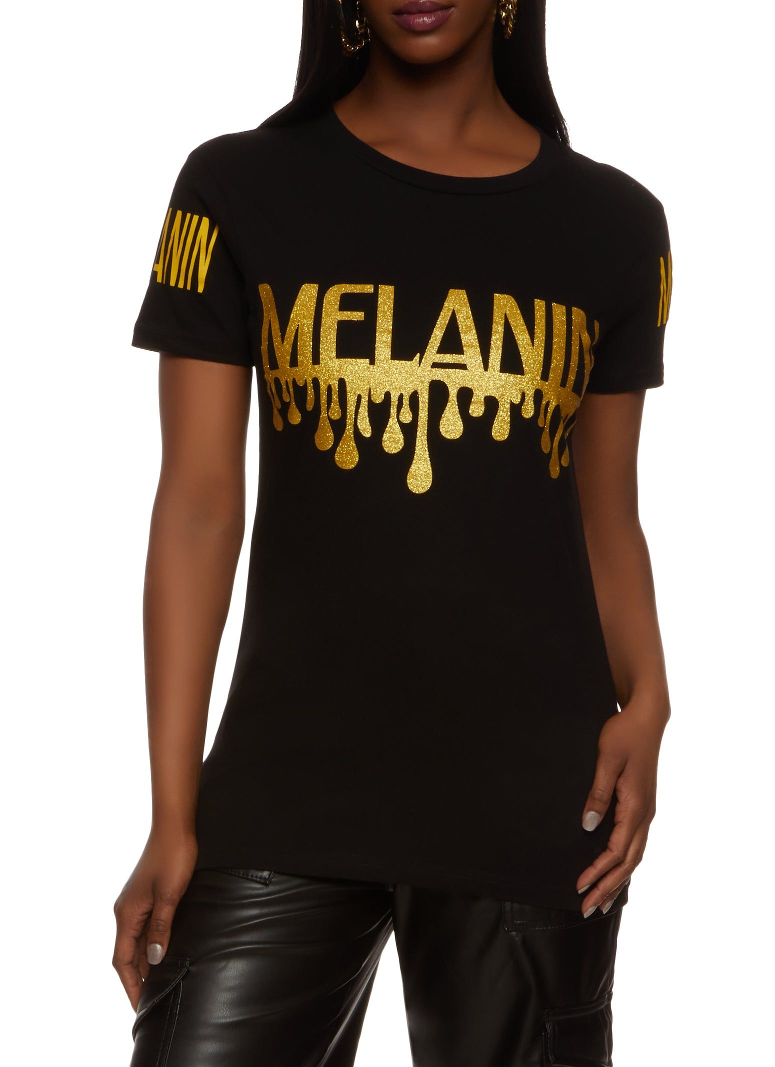 Melanin Glitter Graphic Tee sold by Rainbow