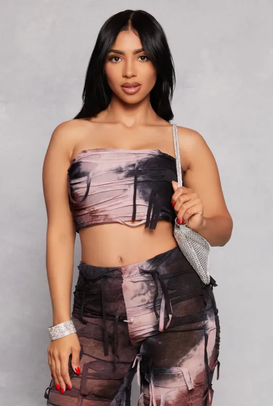 Distressed Bandeau Crop Top sold by Rainbow