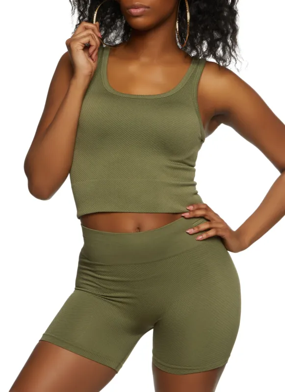 Chevron Seamless Cropped Tank Top and Shorts sold by Rainbow