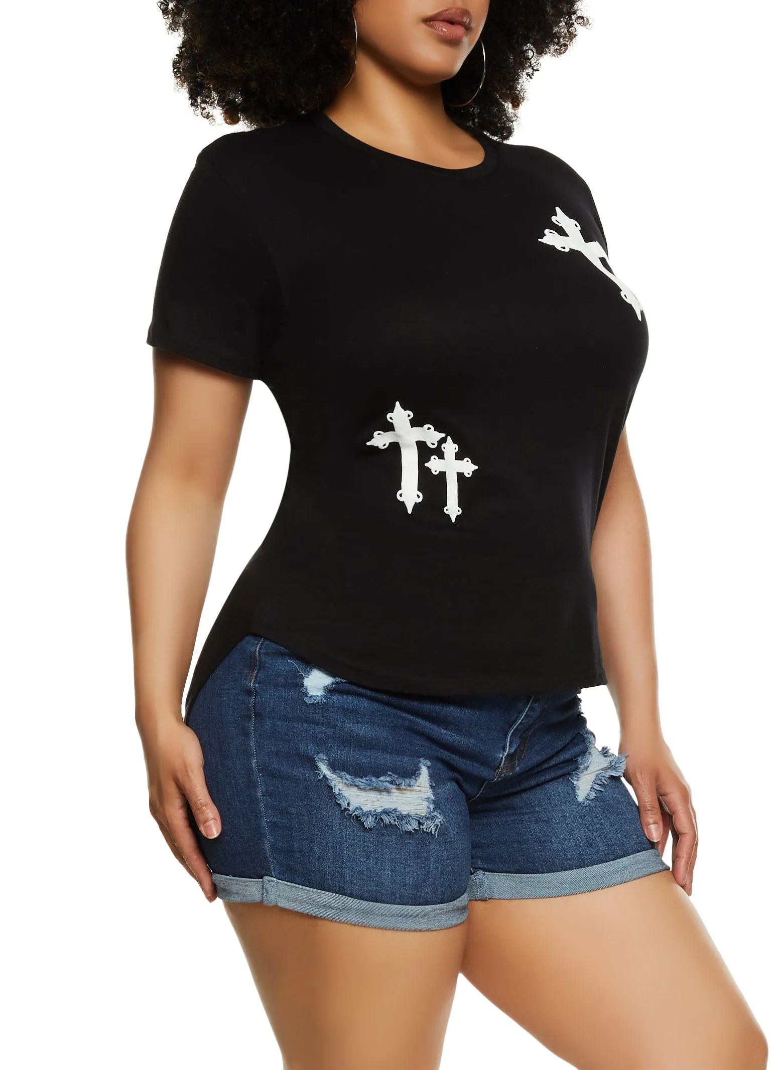 Plus Size Cross High Low Hem Graphic Tee sold by Rainbow product image thumbnail 2