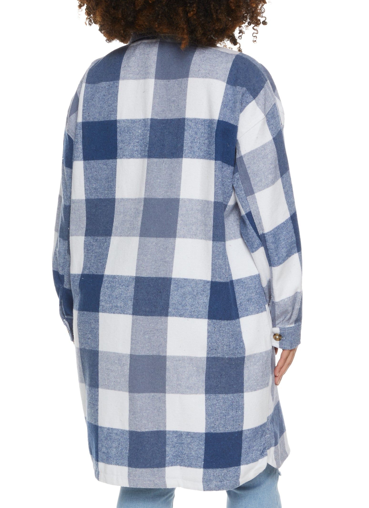 Plus Size Plaid Brushed Knit Long Line Shacket sold by Rainbow product image thumbnail 2