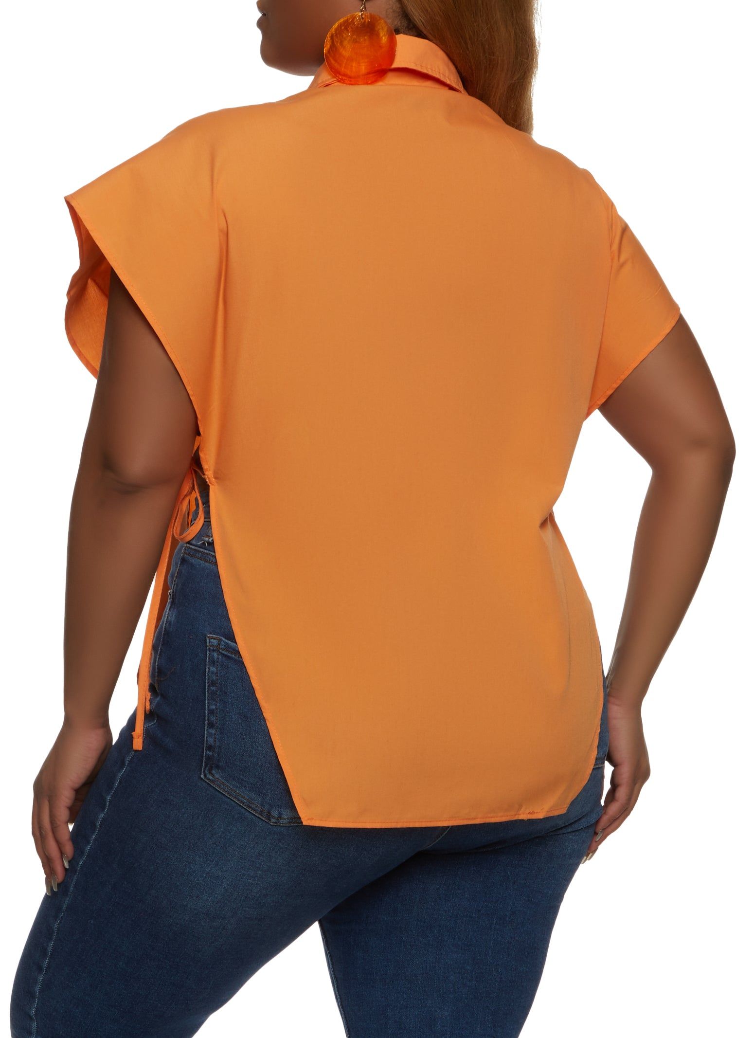 Plus Size Collared Button Front Tie Side Top sold by Rainbow product image thumbnail 2