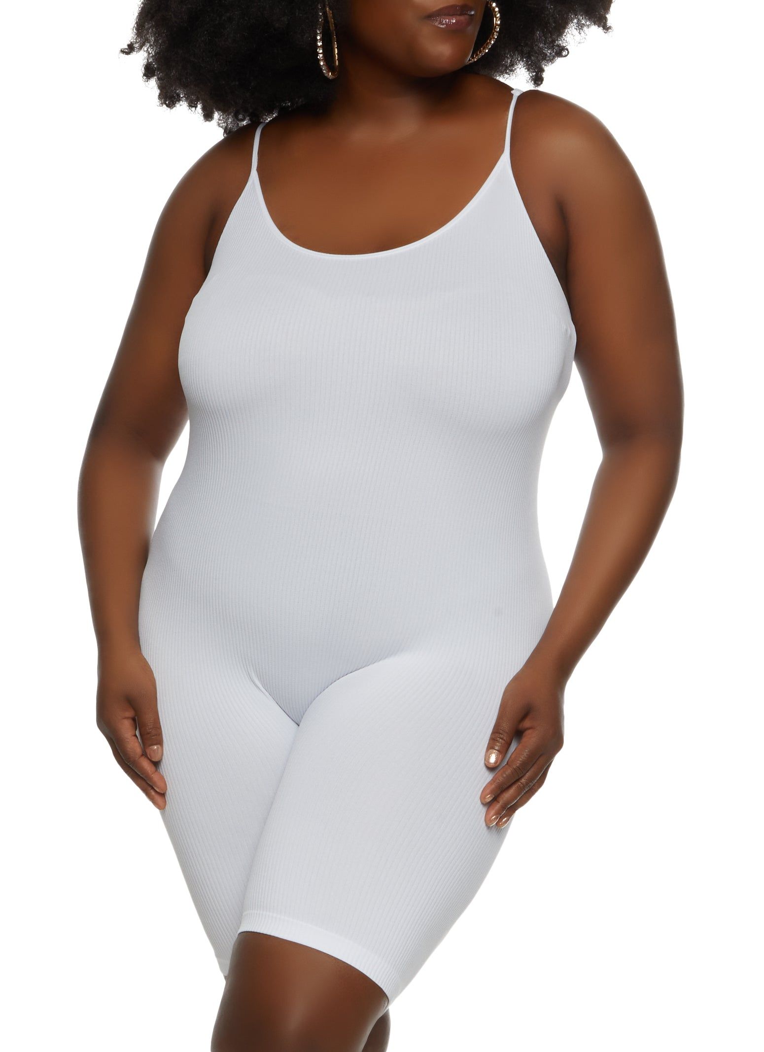 Plus Size Scoop Neck Cami Romper sold by Rainbow