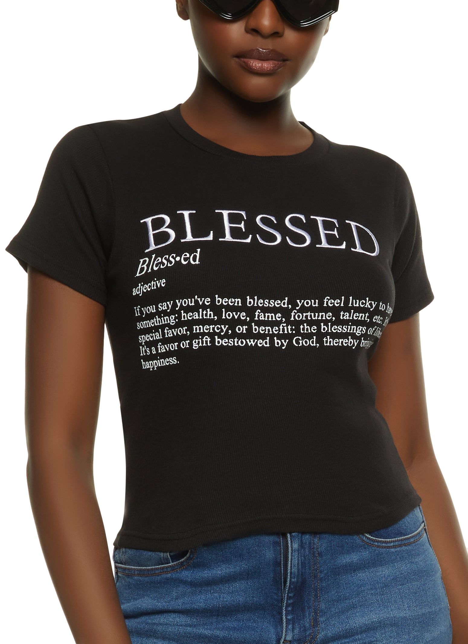Blessed Embroidered Graphic Tee sold by Rainbow