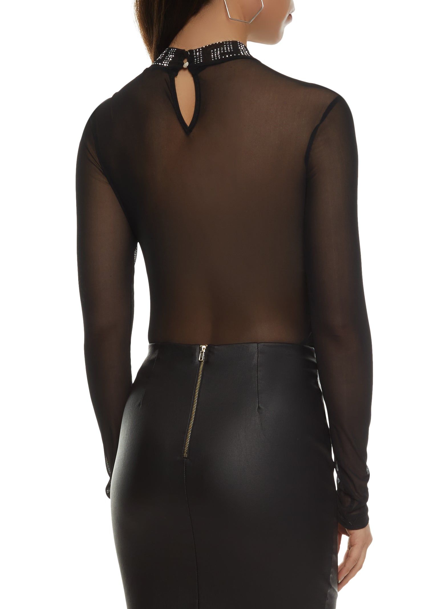 Geometric Rhinestone Mesh Bodysuit sold by Rainbow product image thumbnail 3