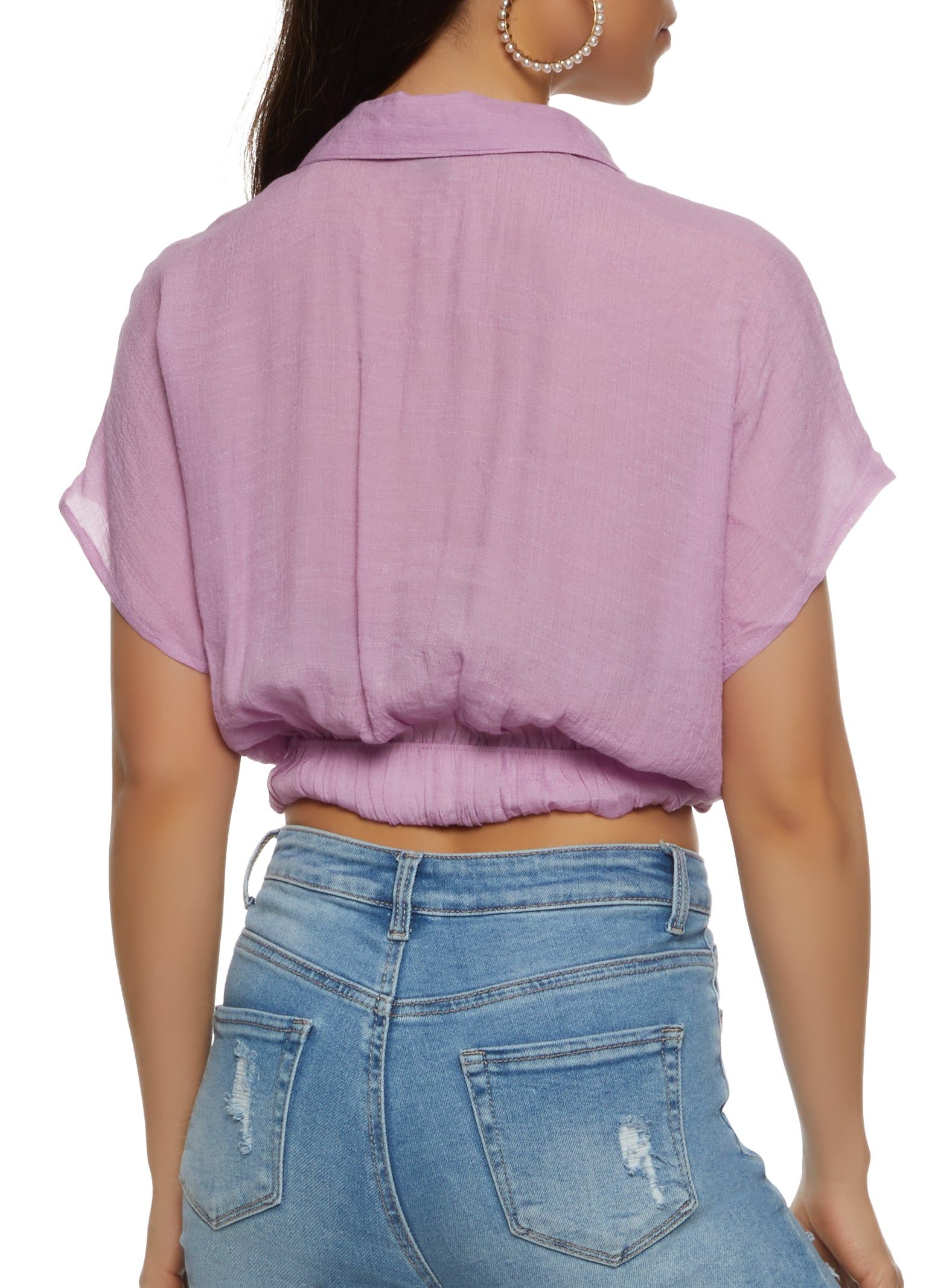 Elastic Waistband Cropped Shirt sold by Rainbow product image thumbnail 2