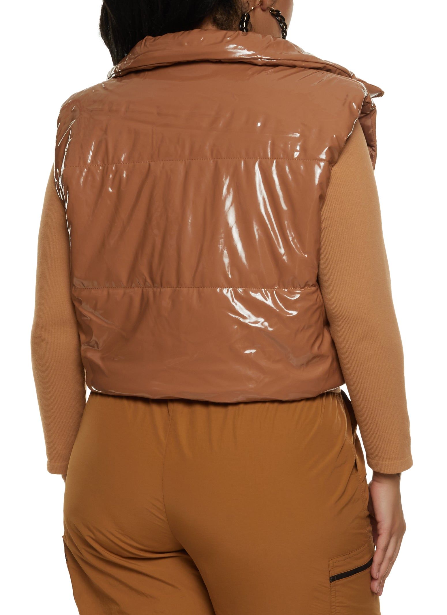 Plus Size Faux Patent Leather Puffer Vest sold by Rainbow product image thumbnail 3