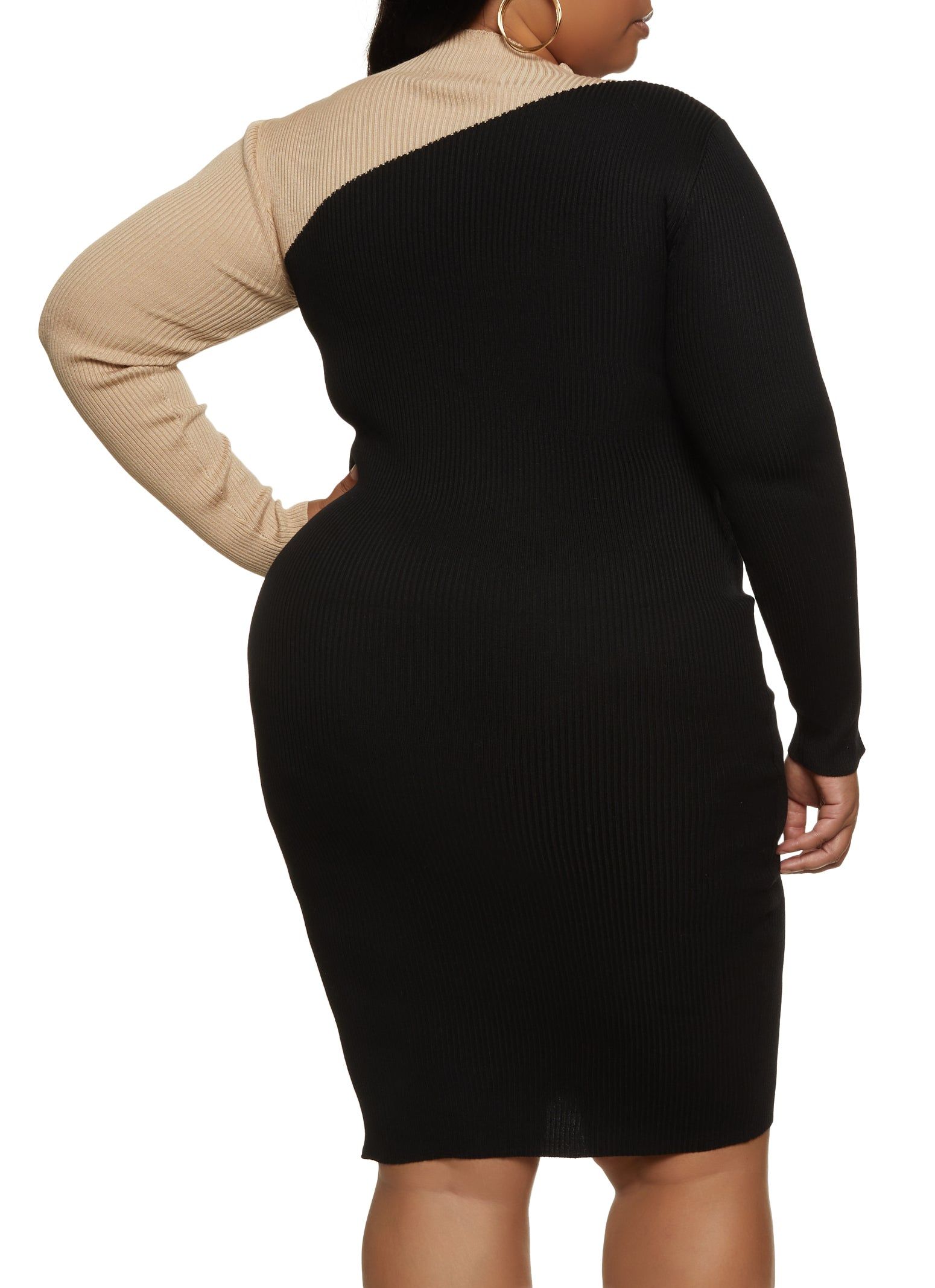 Plus Size Cut Out Color Blocked Sweater Dress sold by Rainbow product image thumbnail 3