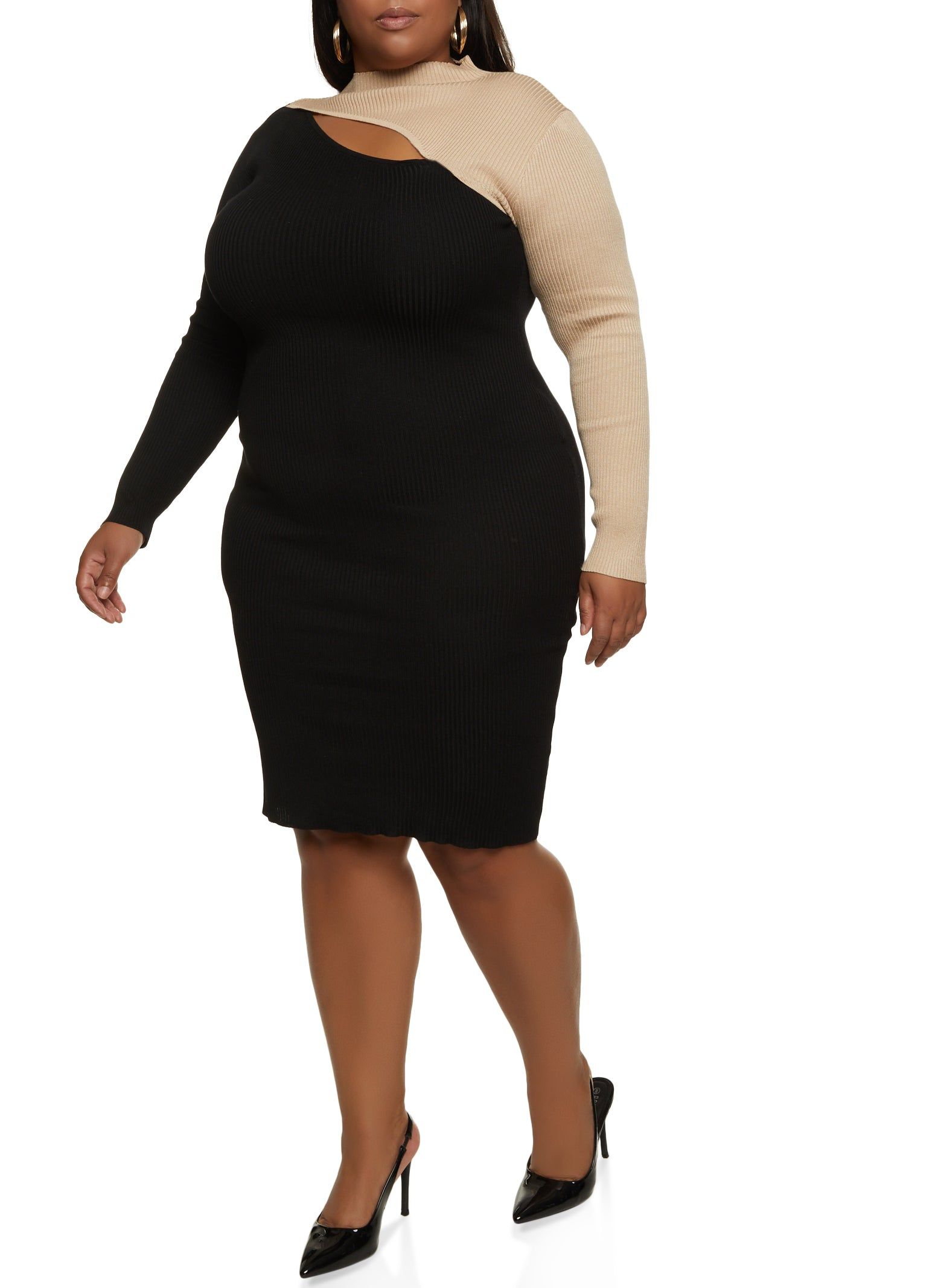 Plus Size Cut Out Color Blocked Sweater Dress sold by Rainbow product image thumbnail 2