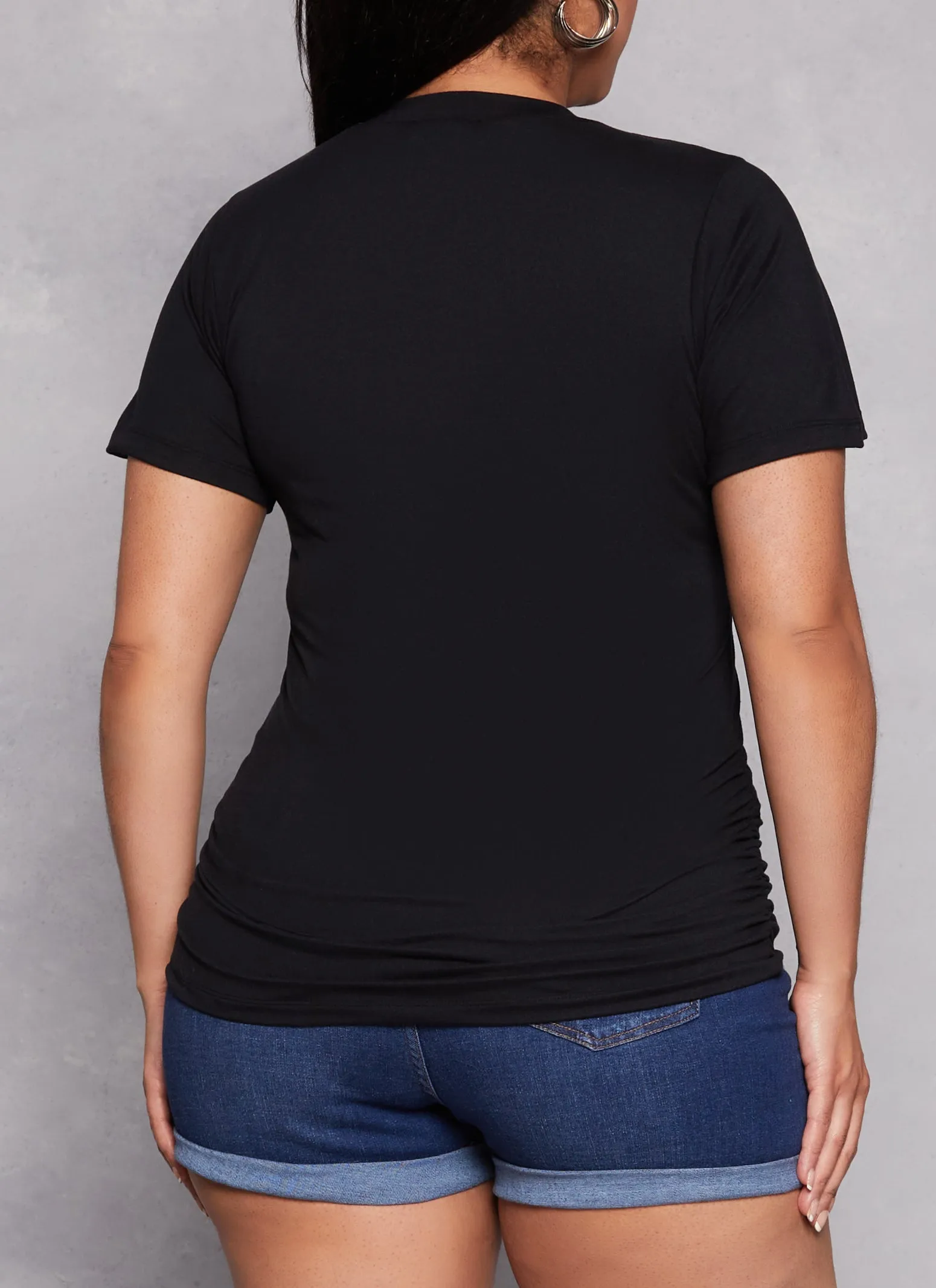 Plus Size Basic Ruched Side Crew Neck Tee sold by Rainbow product image thumbnail 3