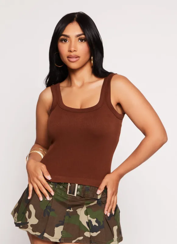 Seamless Ribbed Scoop Neck Tank Top sold by Rainbow