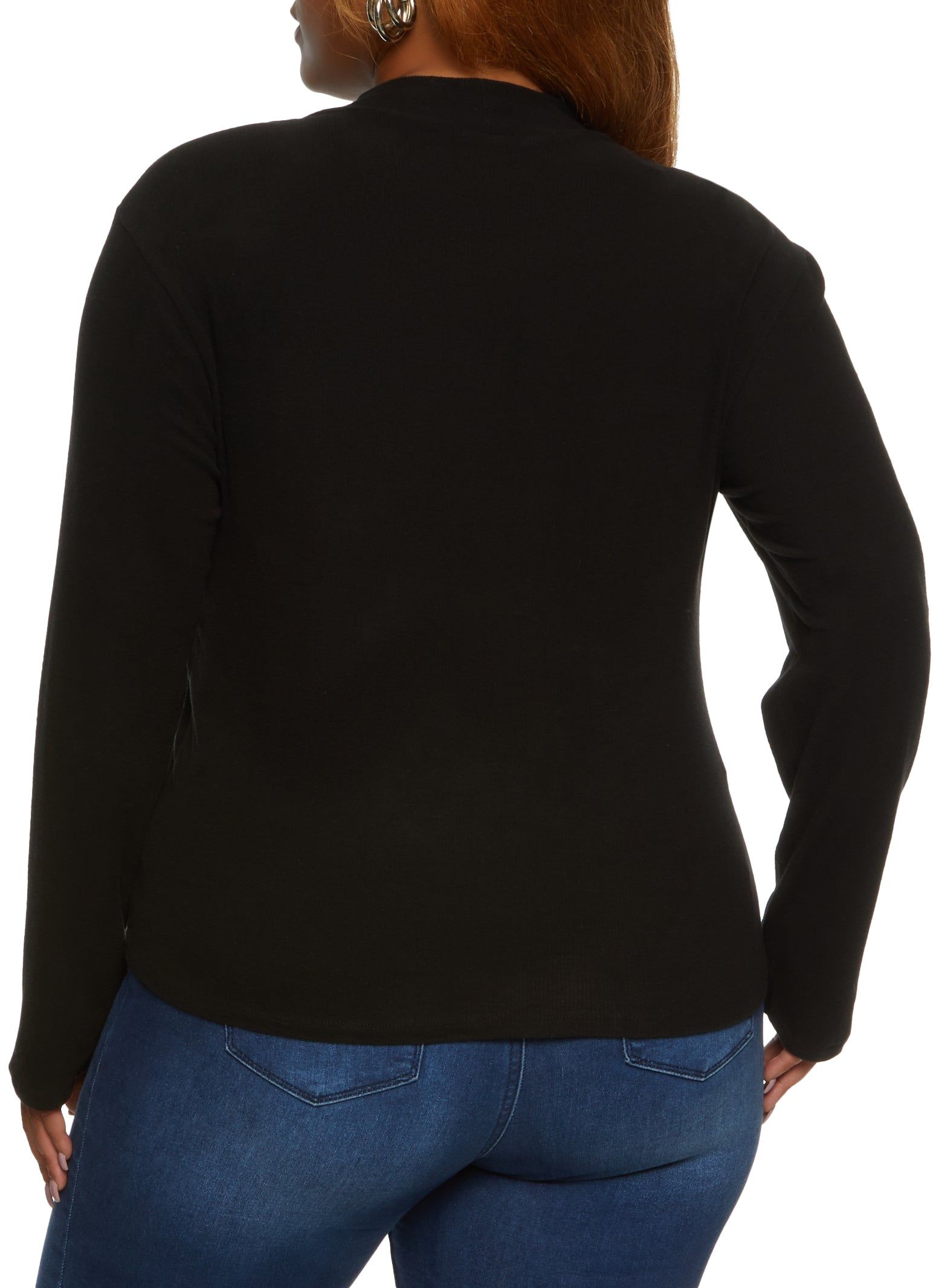 Plus Size Ribbed Knit Mock Neck Long Sleeve Top sold by Rainbow product image thumbnail 2