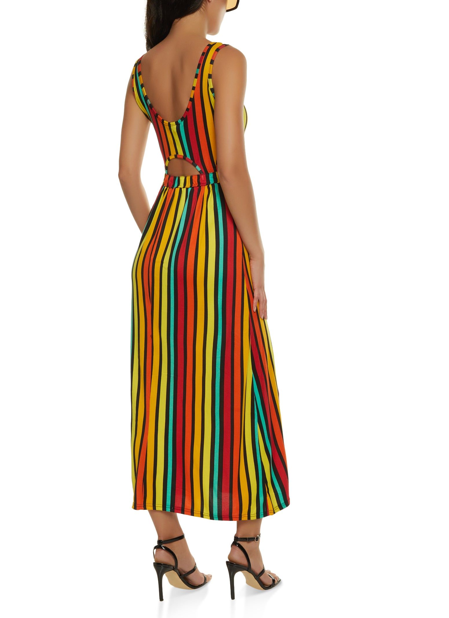 Rainbow Striped Cut Out Maxi Dress sold by Rainbow product image thumbnail 3