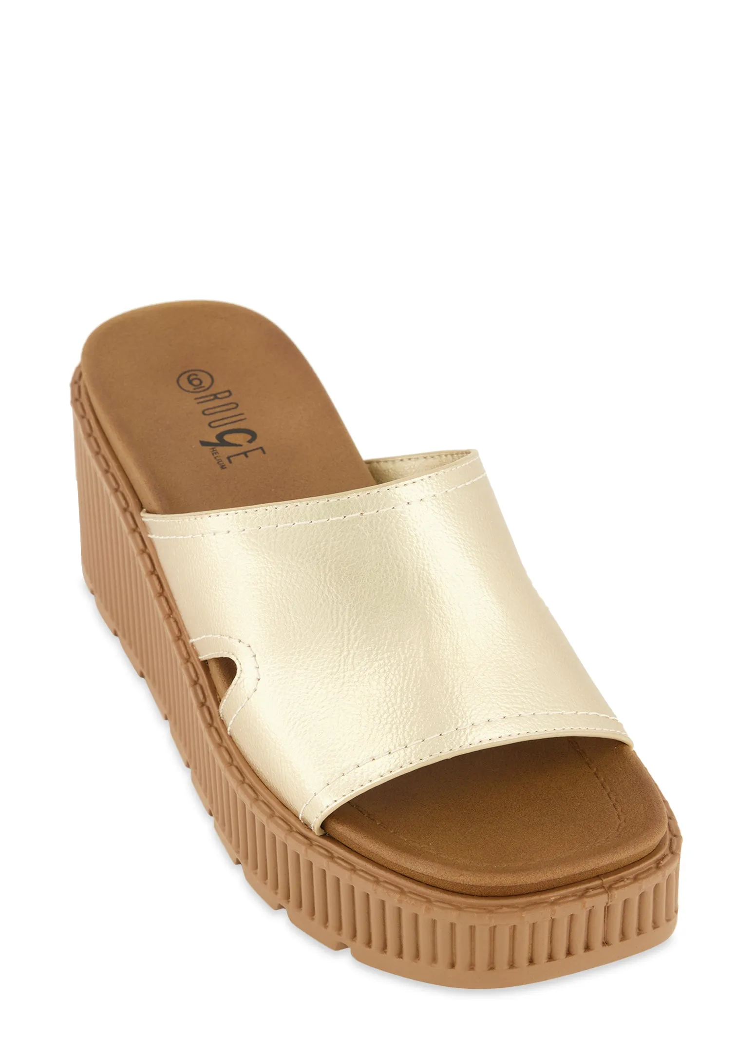 Single Band Slide Platform Wedge Sandals sold by Rainbow