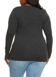 Plus Size Basic V Neck Long Sleeve Tee sold by Rainbow