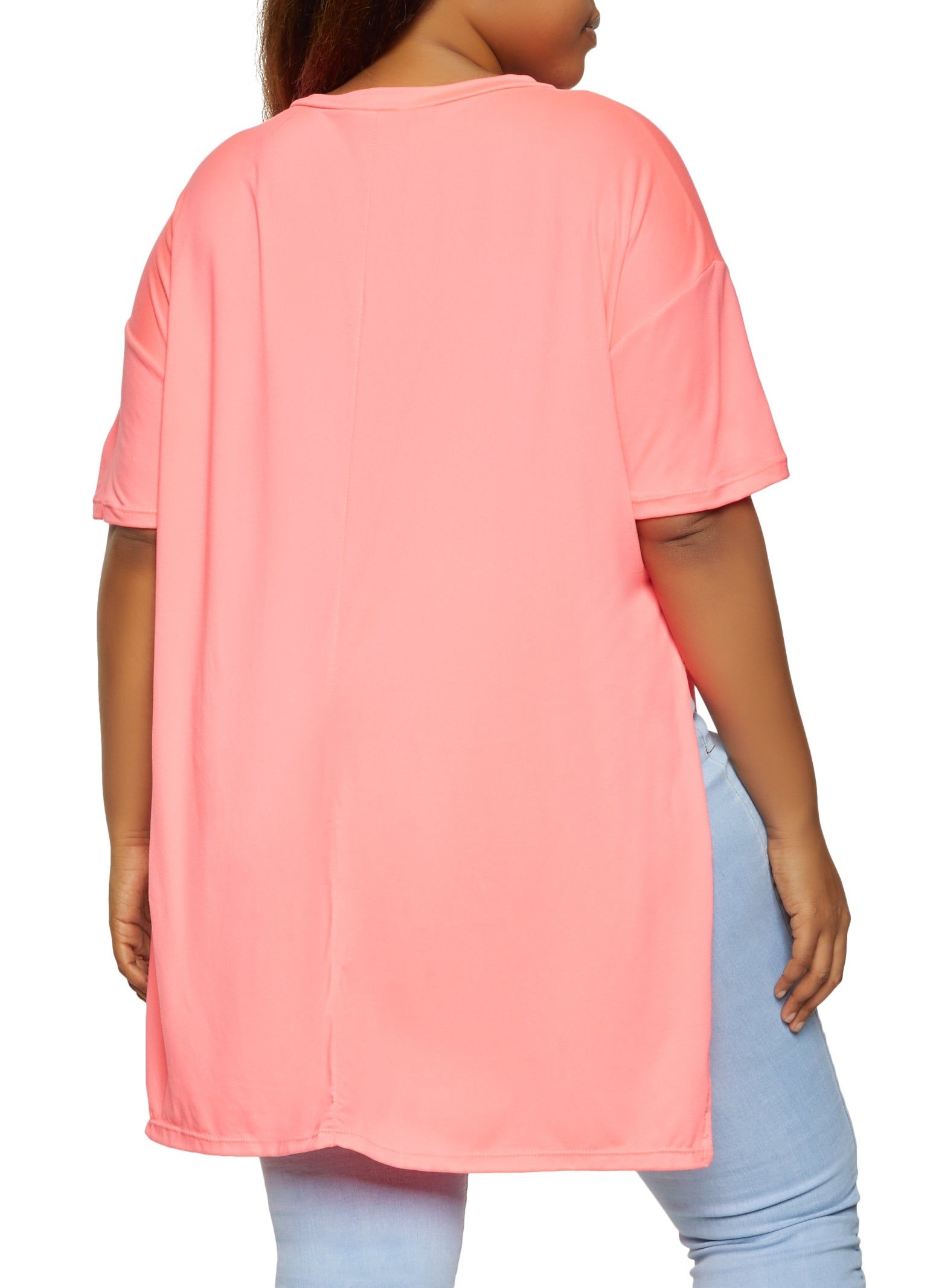 Plus Size Side Slit V Neck Tee sold by Rainbow product image thumbnail 2