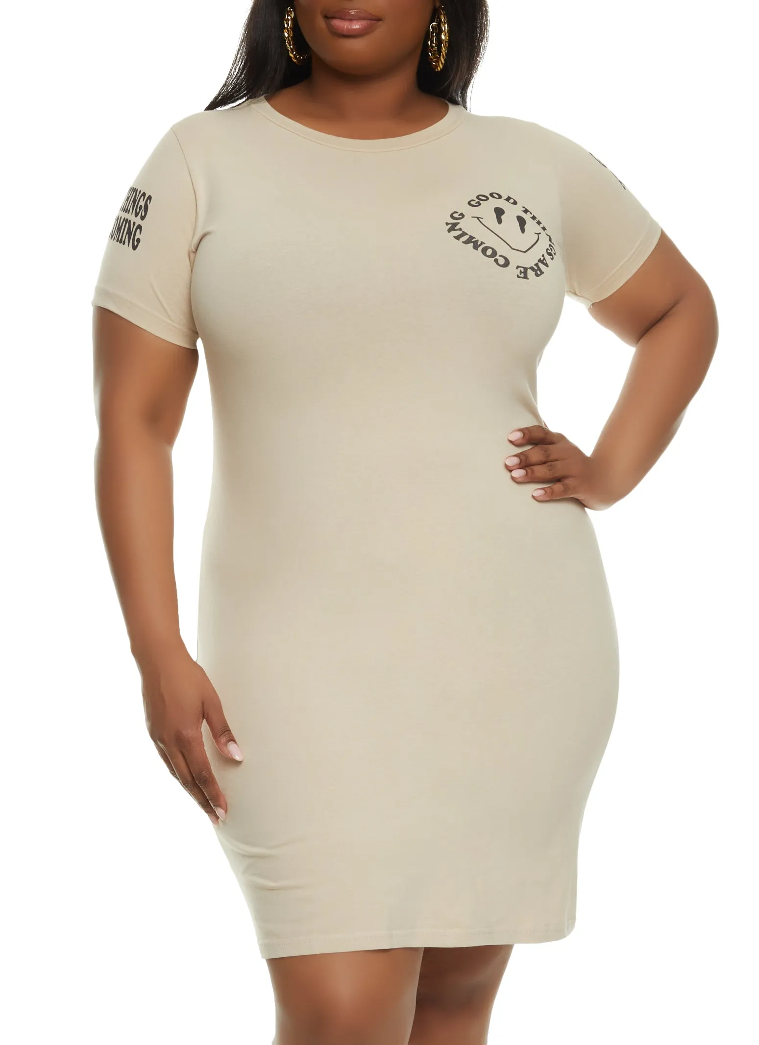Plus Size Good Things Are Coming Graphic T Shirt Dress sold by Rainbow product image thumbnail 2