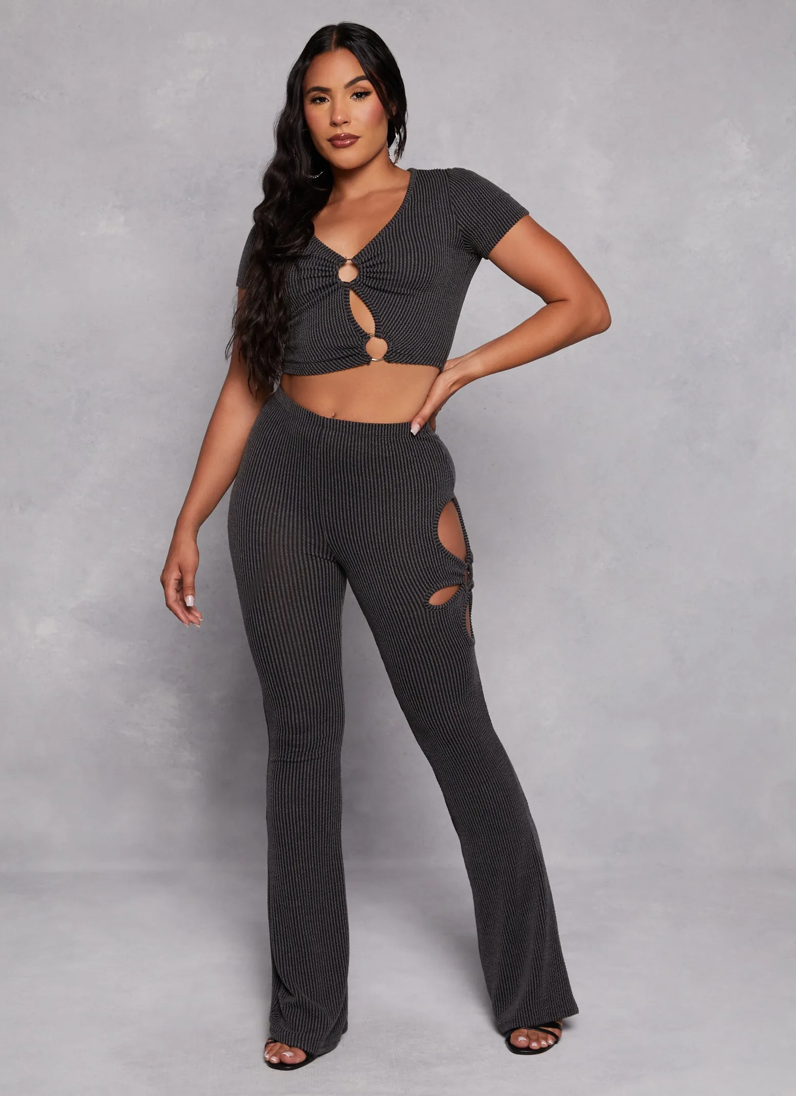 O Ring Side Cut Out High Waist Pants sold by Rainbow