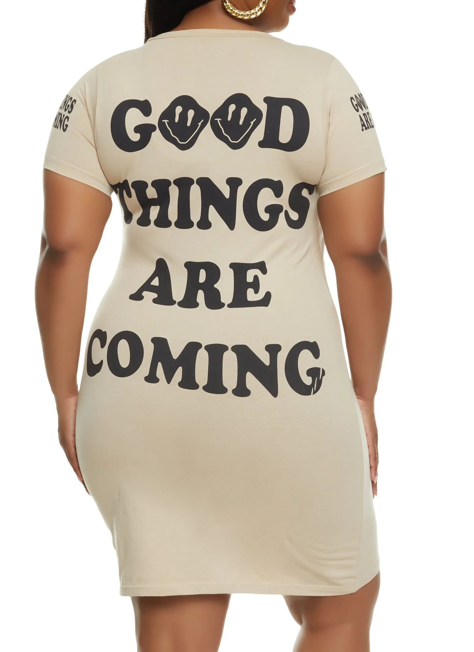 Plus Size Good Things Are Coming Graphic T Shirt Dress sold by Rainbow product image thumbnail 3