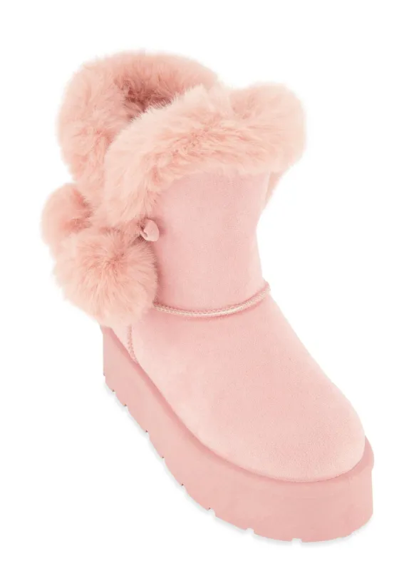 Faux Fur Lined Pom Pom Boots sold by Rainbow