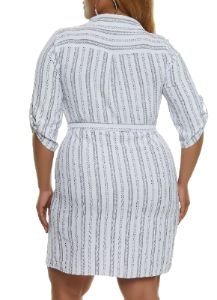 Plus Size Stripe Print Shirt Dress sold by Rainbow