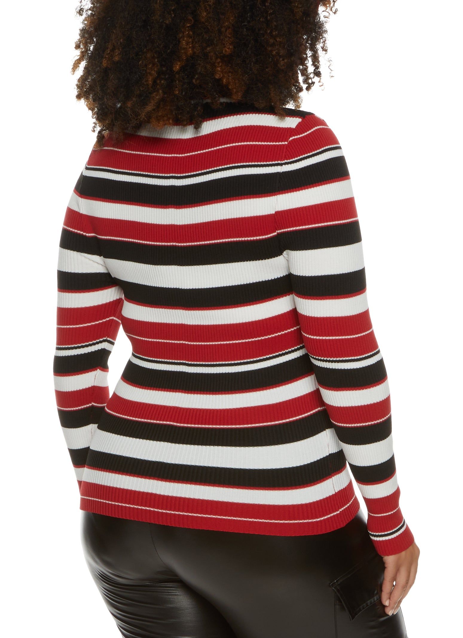 Plus Size Rib Knit Striped Turtleneck Top sold by Rainbow product image thumbnail 2