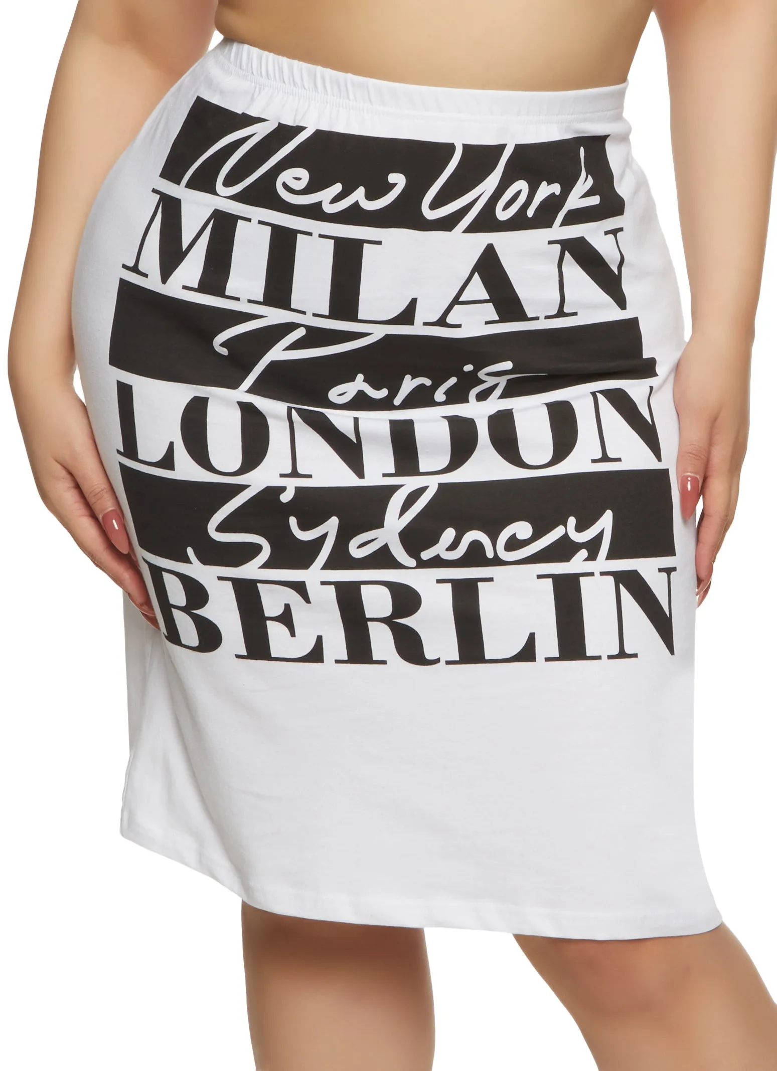 Plus Size City Graphic High Waist Pencil Skirt sold by Rainbow