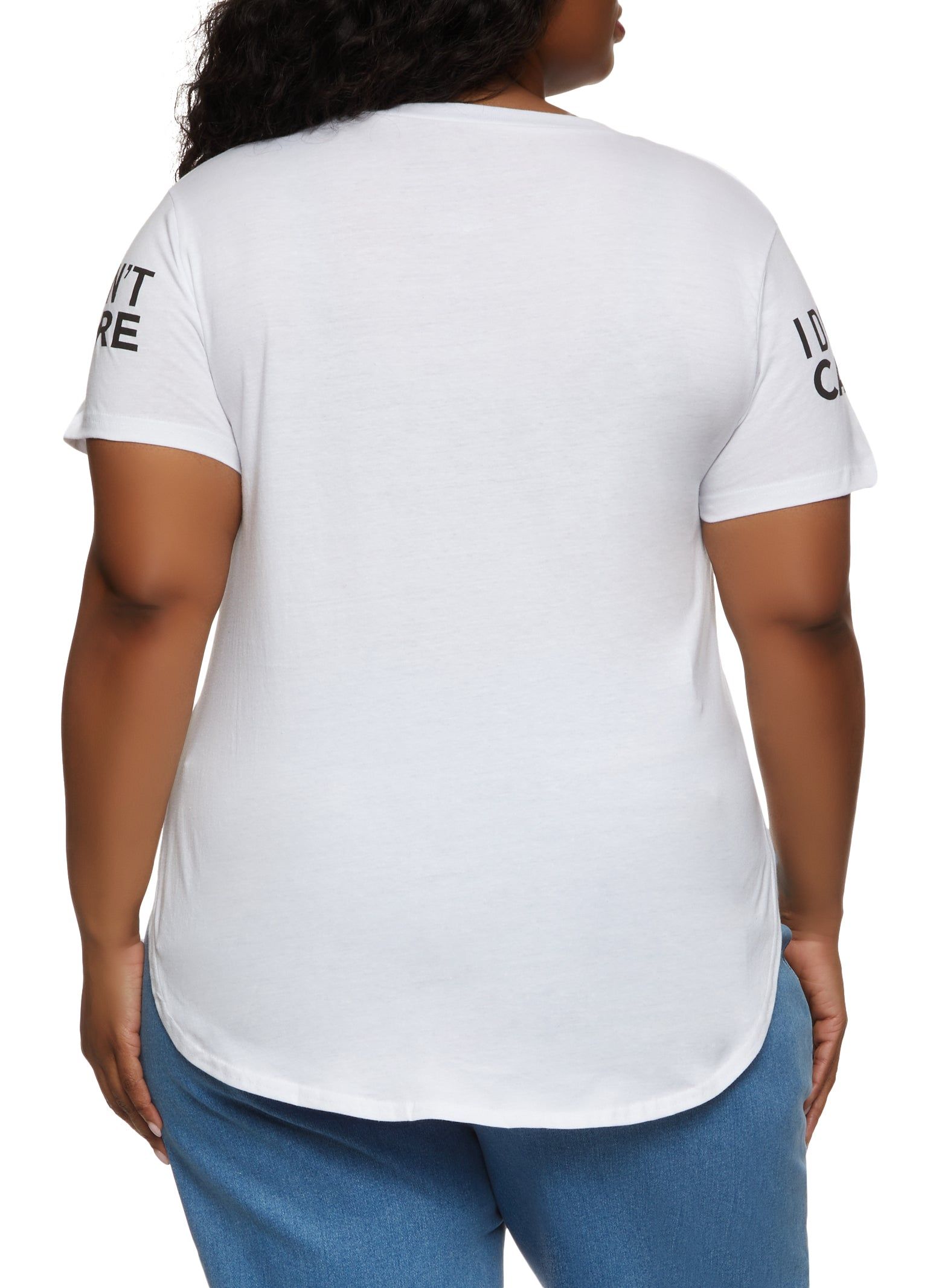 Plus Size I Dont Care Foil Screen Graphic Tee sold by Rainbow product image thumbnail 2