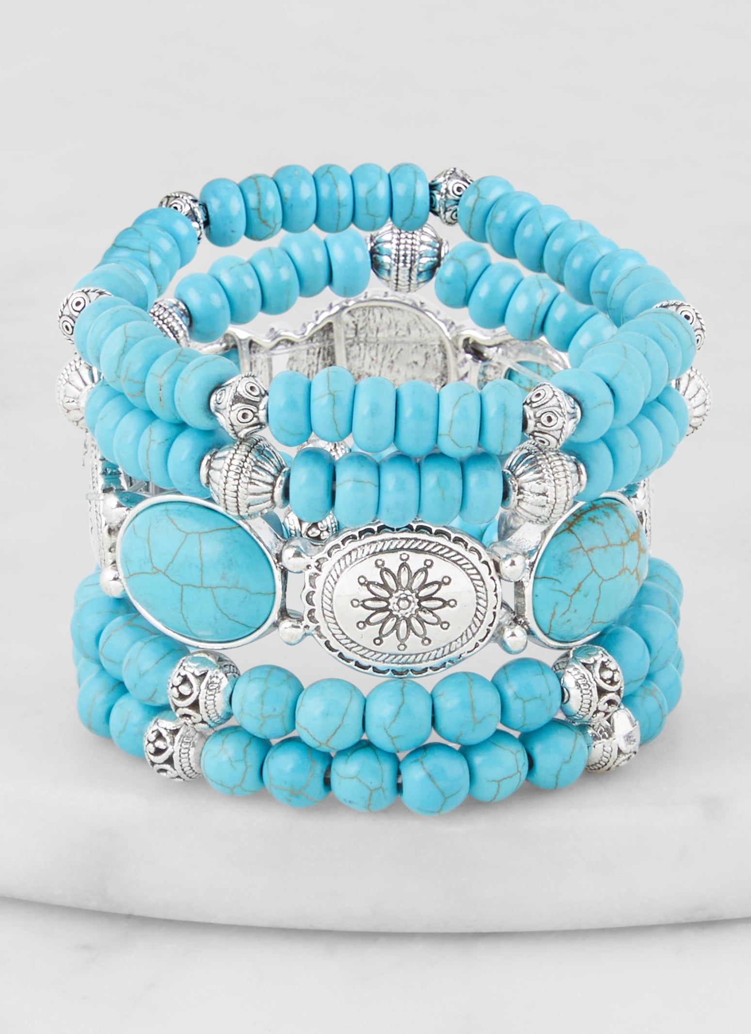 Boho Beaded Stretch Bracelets Set of 5 sold by Rainbow