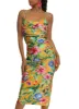 Floral Print Ruched Midi Dress sold by Rainbow