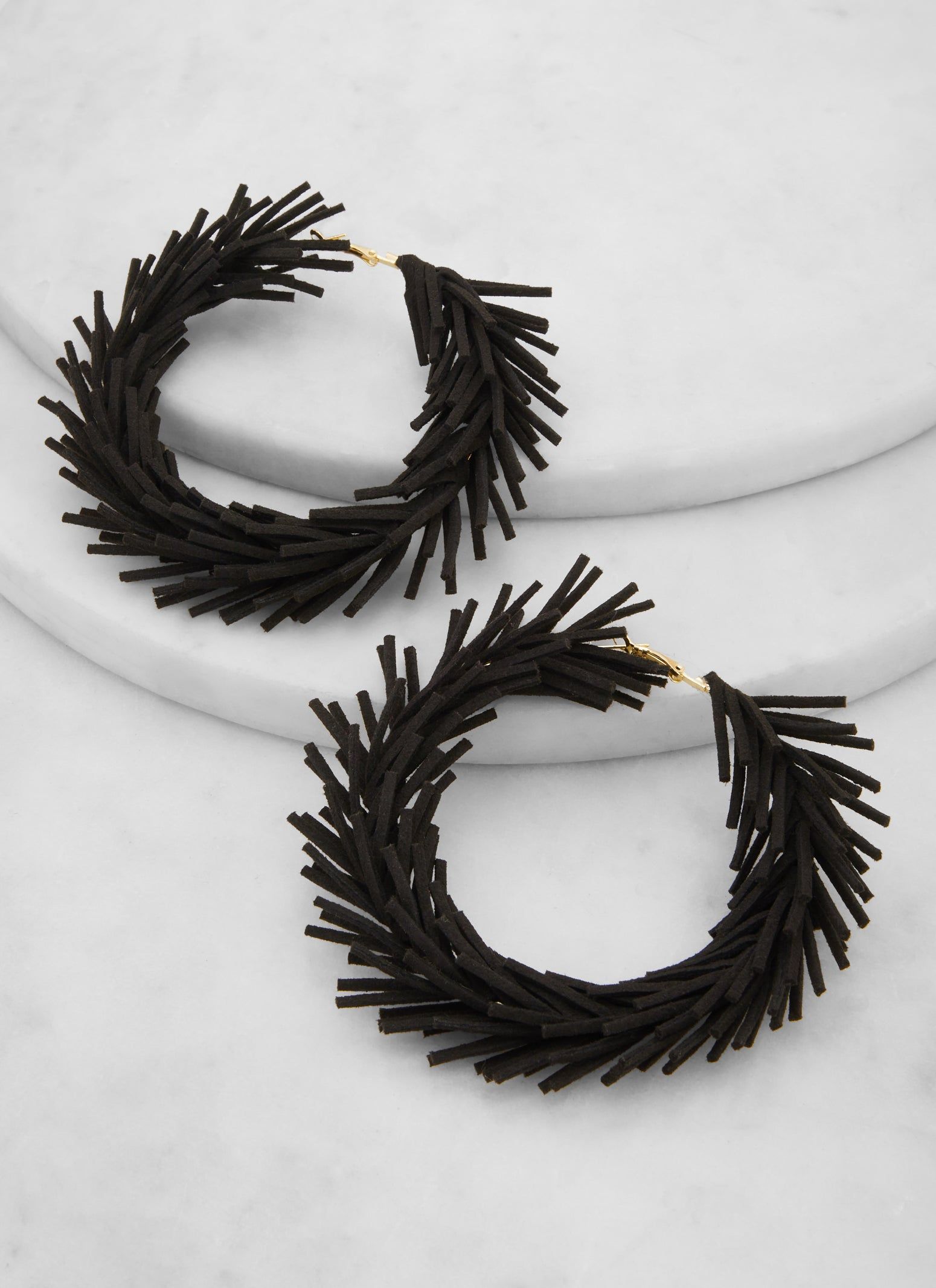 Faux Suede Fringed Hoop Earrings sold by Rainbow product image thumbnail 2