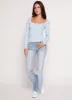 Lace Trim Scoop Neck Long Sleeve Top sold by Rainbow
