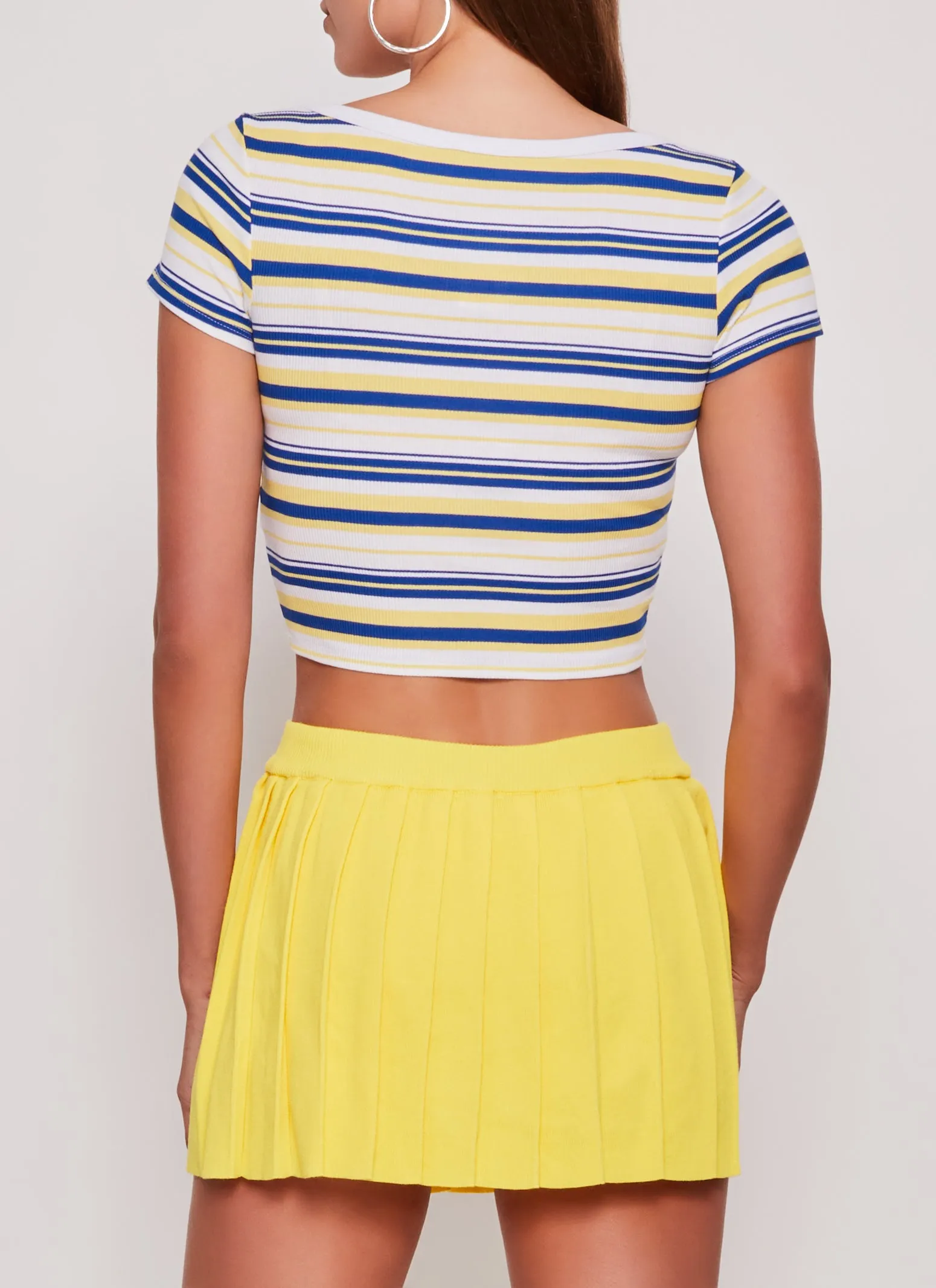Rib Knit Striped Scoop Neck Crop Top sold by Rainbow product image thumbnail 3