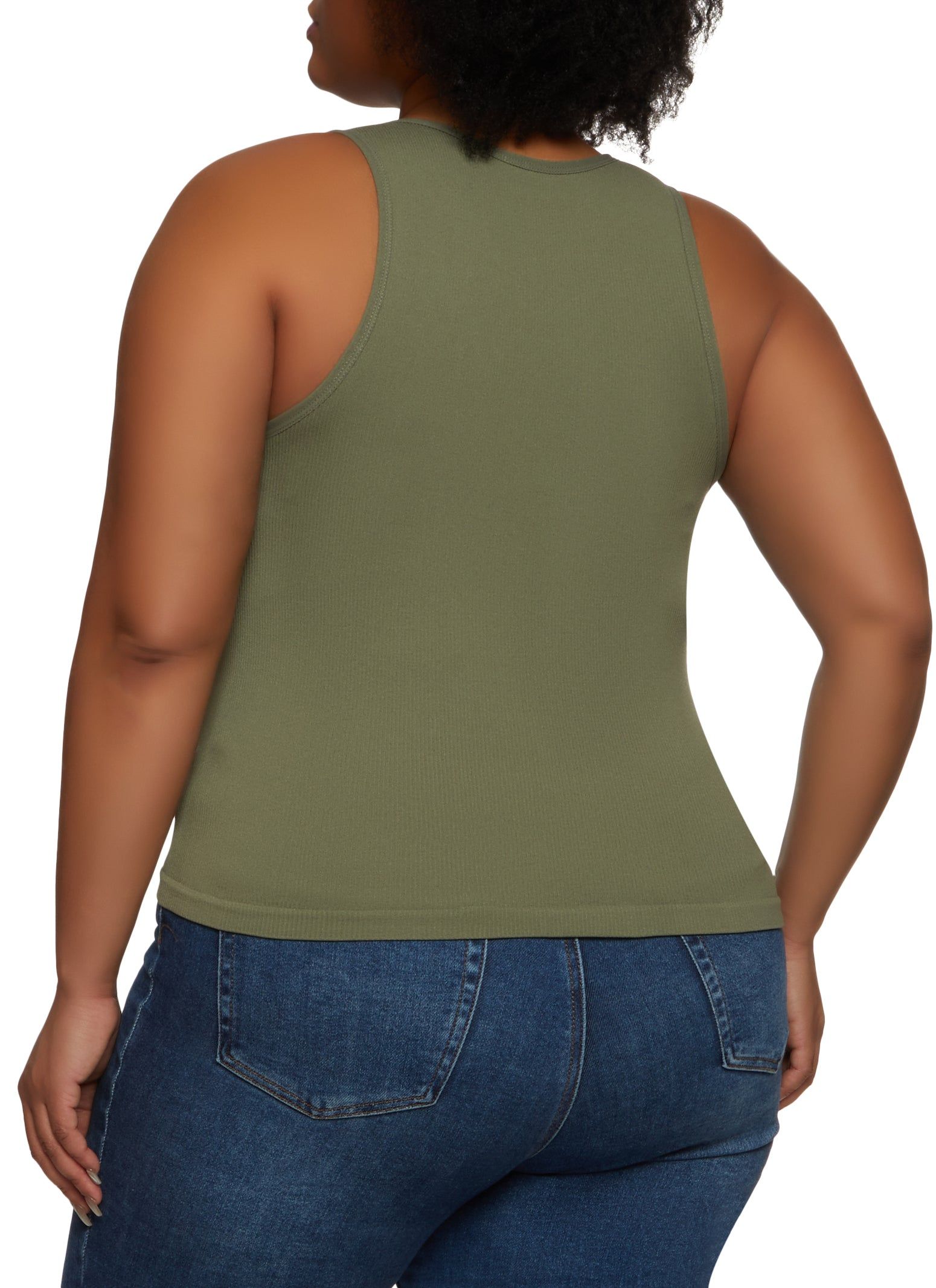 Plus Size Basic Ribbed Knit Seamless Tank Top sold by Rainbow product image thumbnail 2