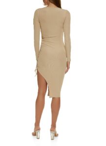 Long Sleeve Asymmetrical Midi Dress sold by Rainbow