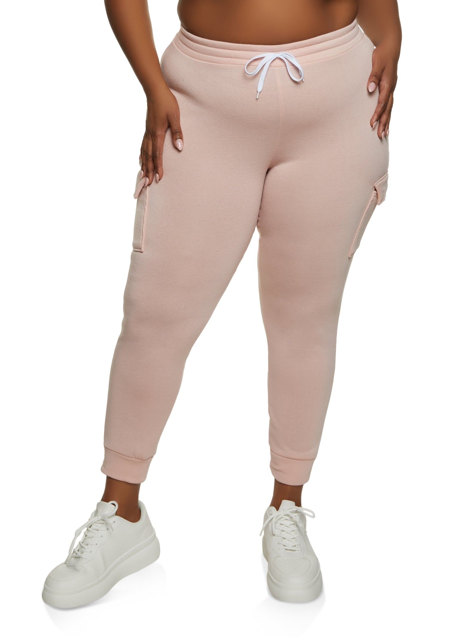 Plus Size Fleece Lined Cargo Pocket Joggers sold by Rainbow