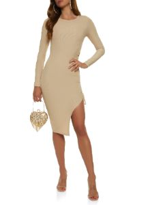 Long Sleeve Asymmetrical Midi Dress sold by Rainbow
