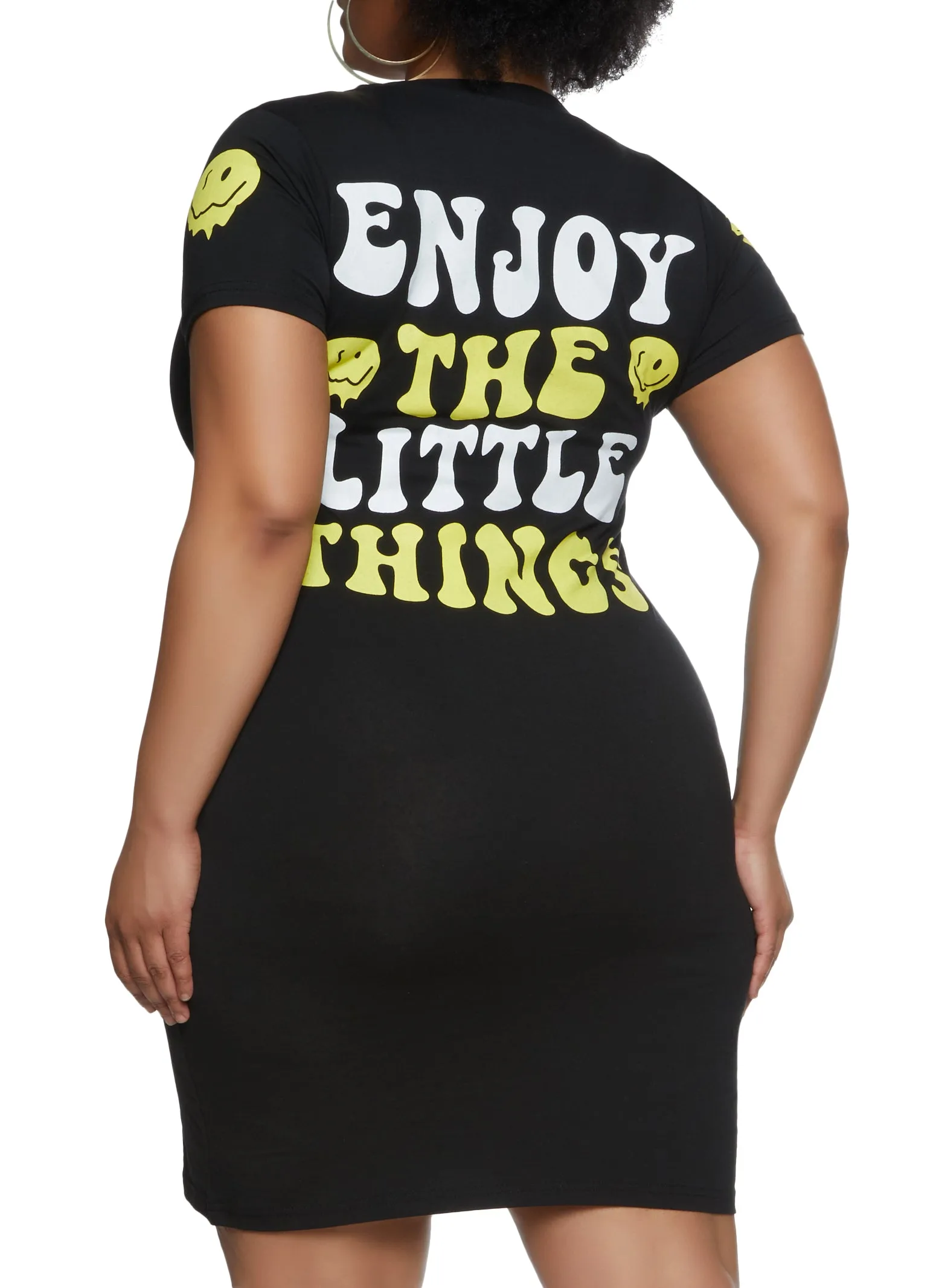Plus Size Enjoy The Little Things Smiley T Shirt Dress sold by Rainbow product image thumbnail 3