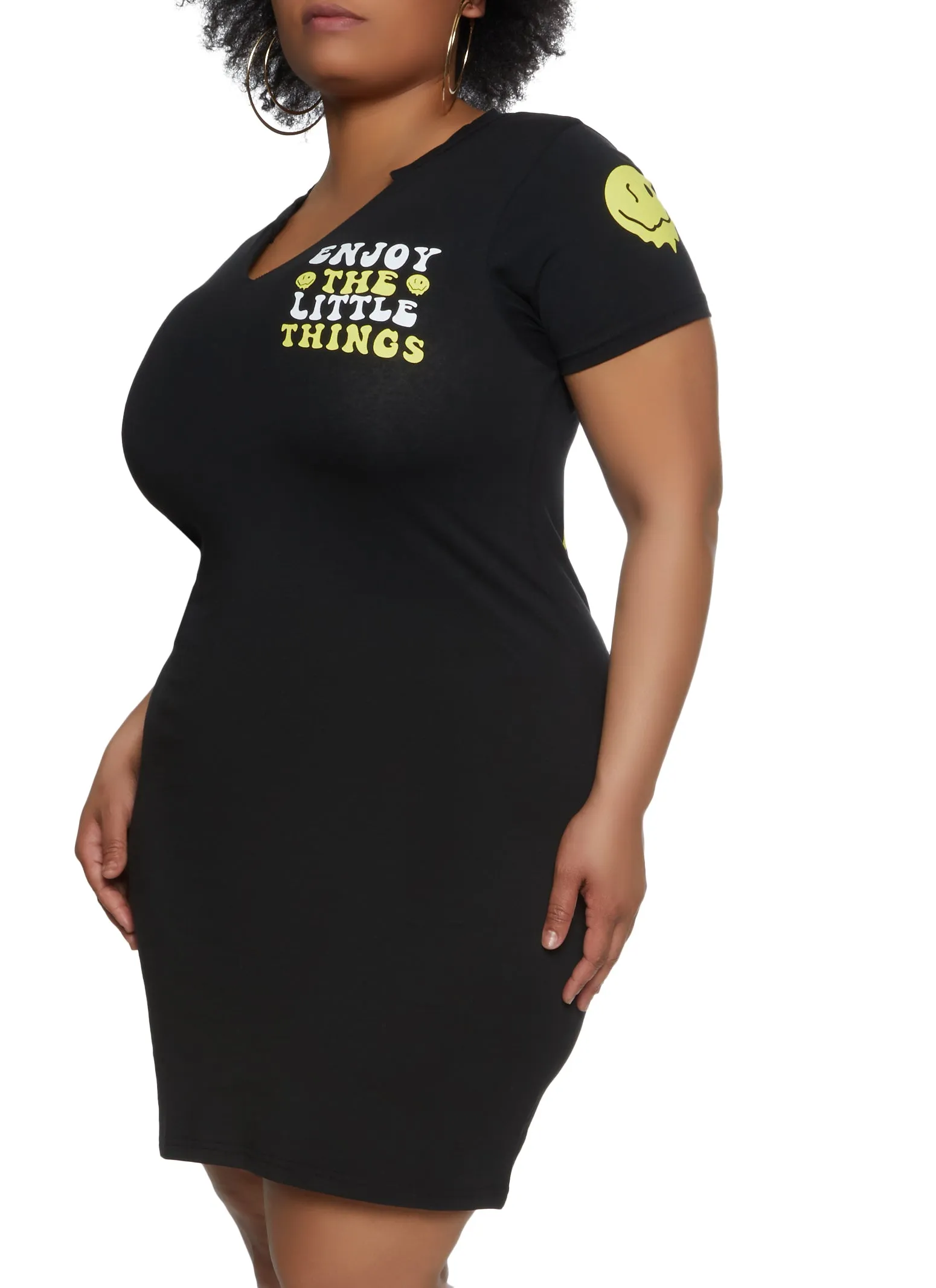 Plus Size Enjoy The Little Things Smiley T Shirt Dress sold by Rainbow product image thumbnail 2