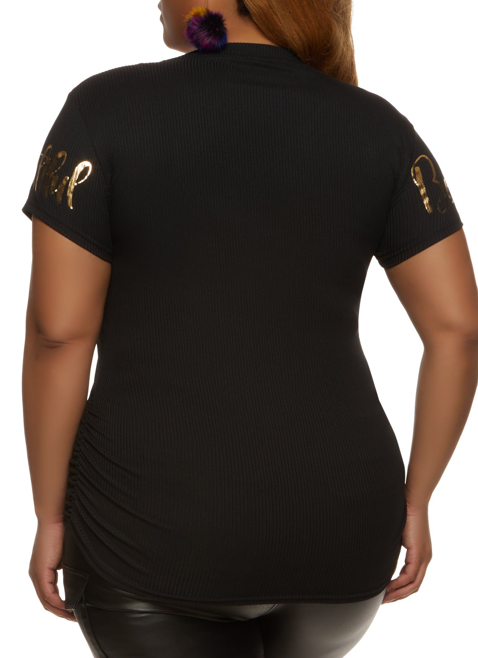 Plus Size Foil Screen Ruched Graphic Tee sold by Rainbow product image thumbnail 2