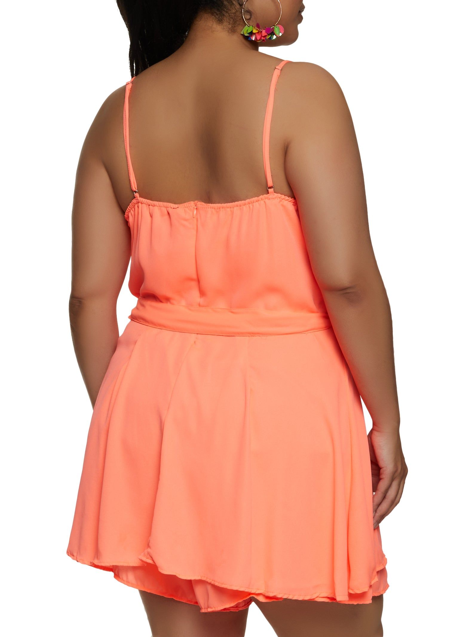 Plus Size Tie Waist Faux Wrap Romper sold by Rainbow product image thumbnail 2