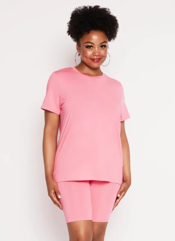 Plus Size Daisy Basic Soft Knit Short Sleeve Top sold by Rainbow