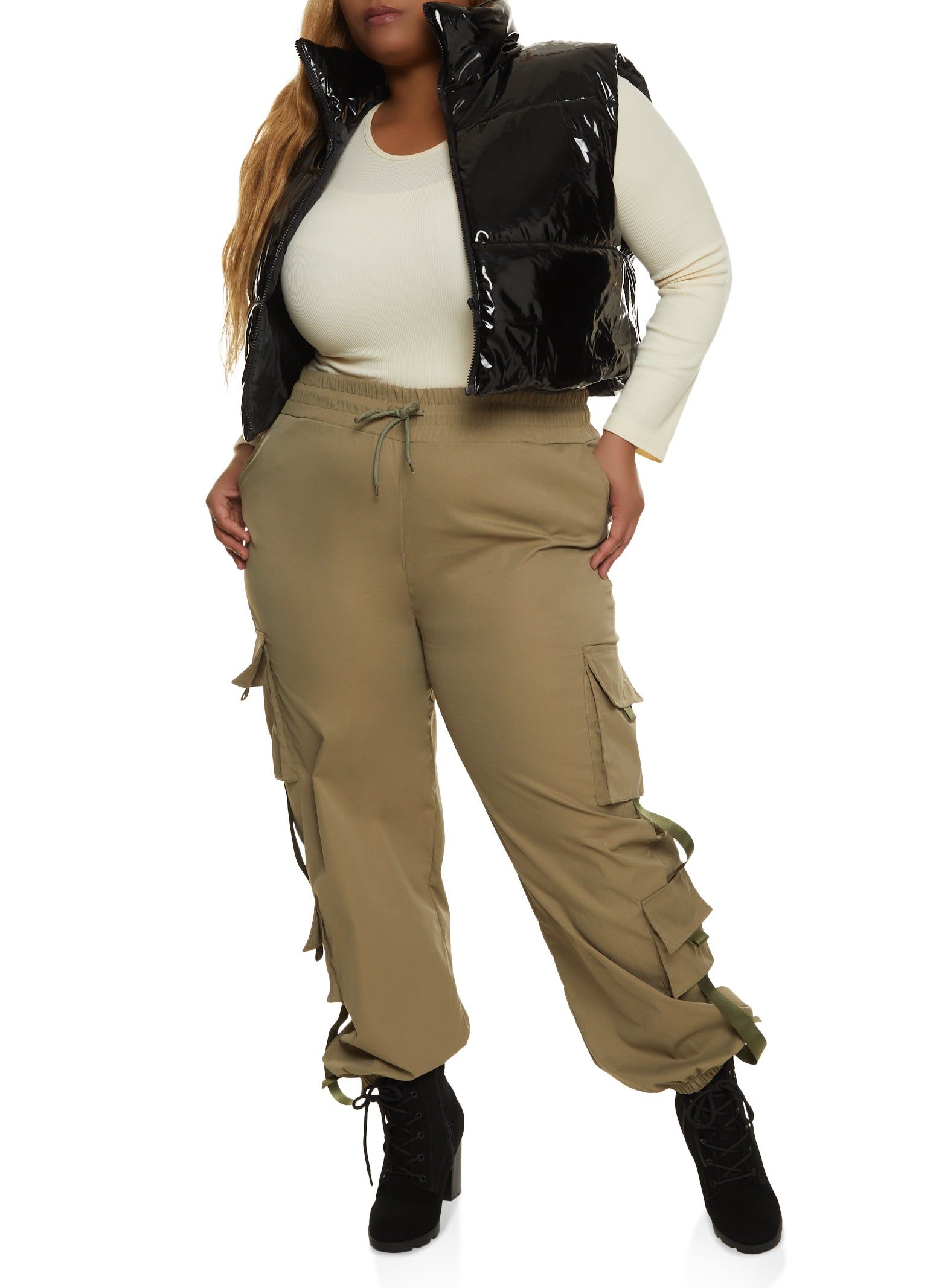 Plus Size Drawstring Waist Cargo Pants sold by Rainbow product image thumbnail 3
