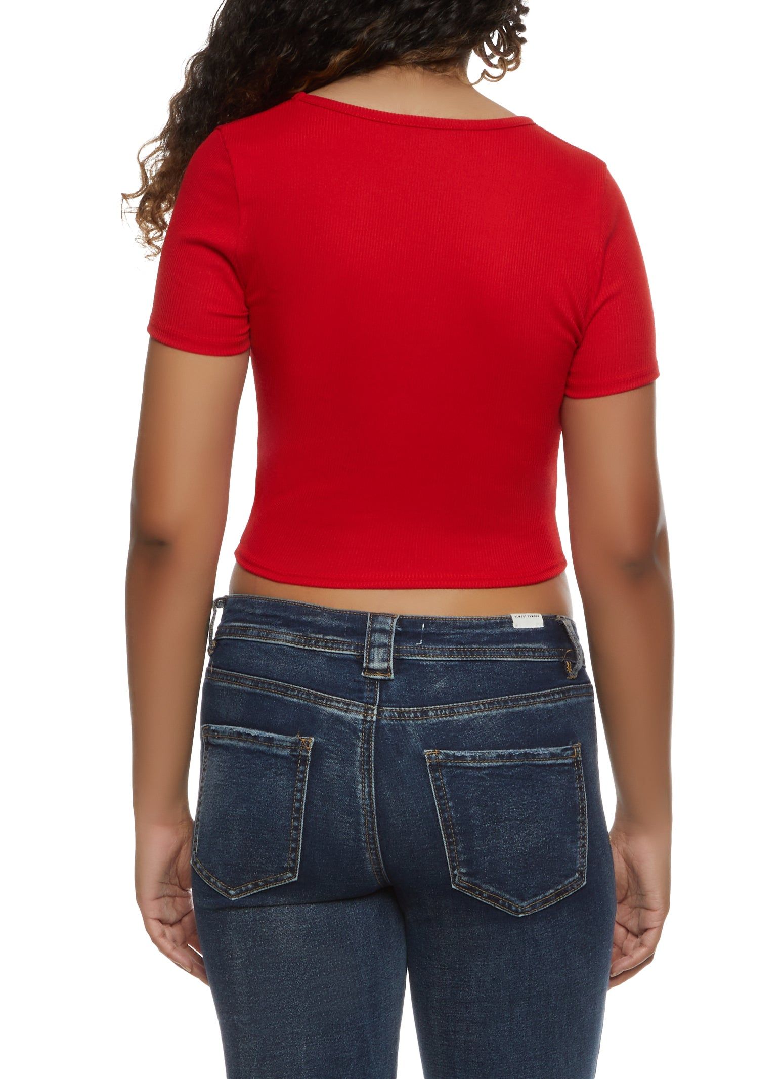 Ribbed Double O Ring Cut Out Crop Top sold by Rainbow product image thumbnail 2