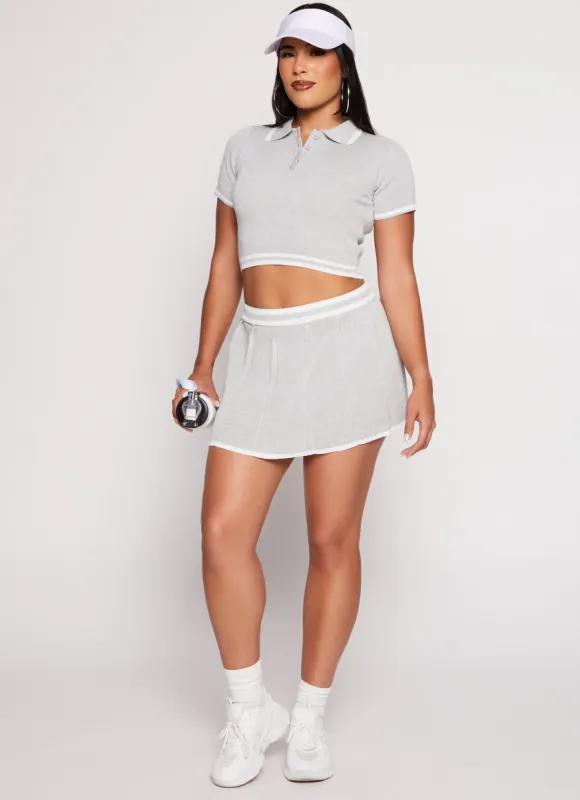 Knit Varsity Stripe Pleated Skort sold by Rainbow