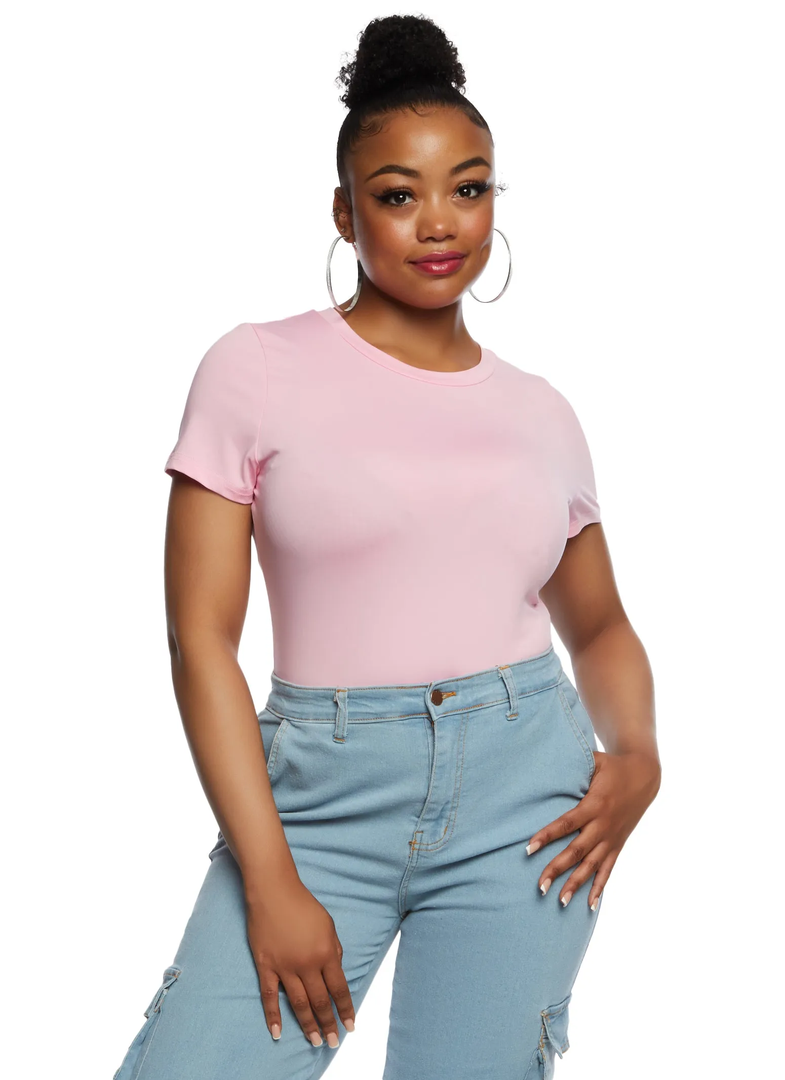 Plus Size Basic Crew Neck Bodysuit sold by Rainbow product image thumbnail 2
