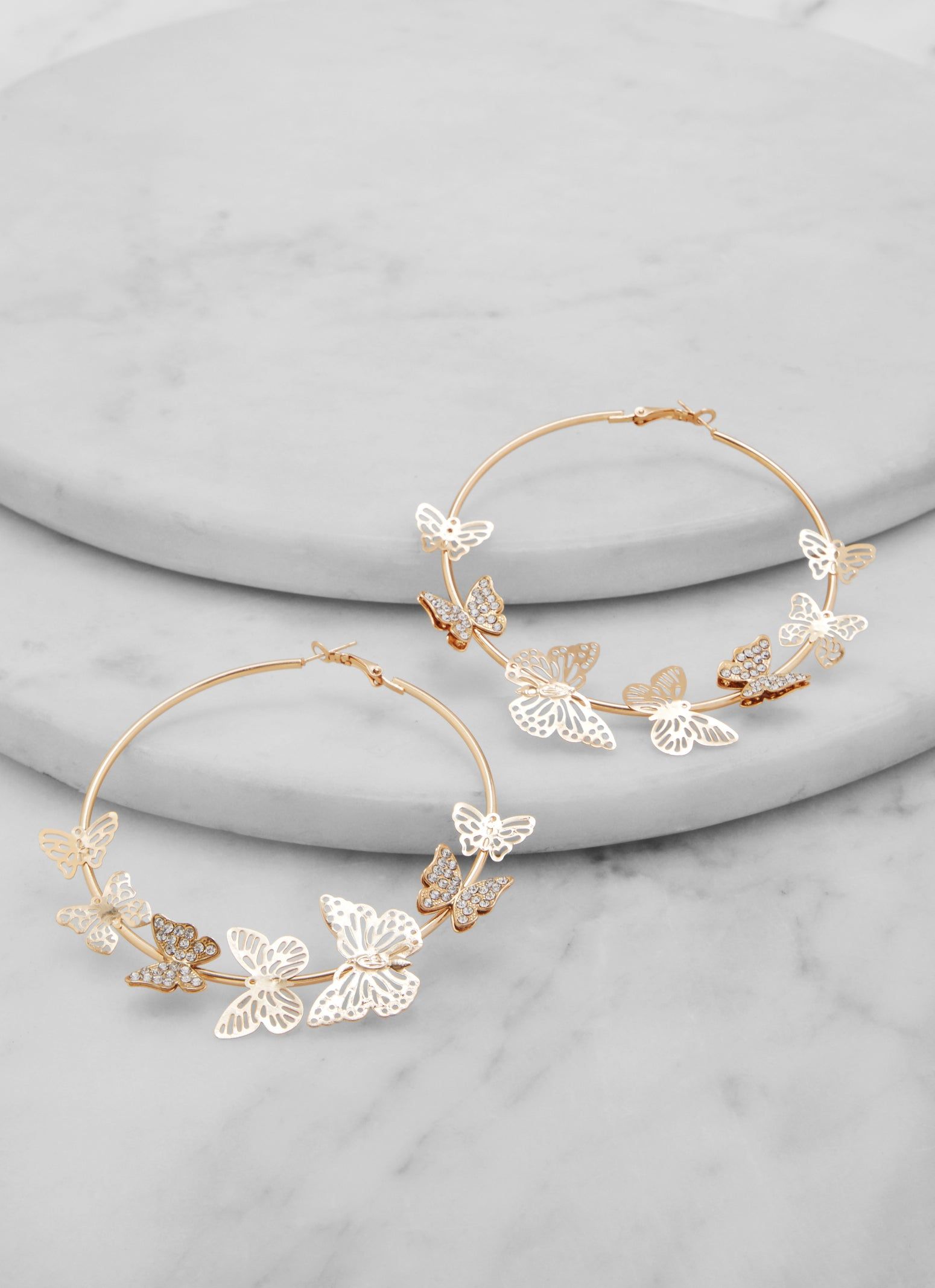 Metallic Butterfly Hoop Earrings sold by Rainbow product image thumbnail 2