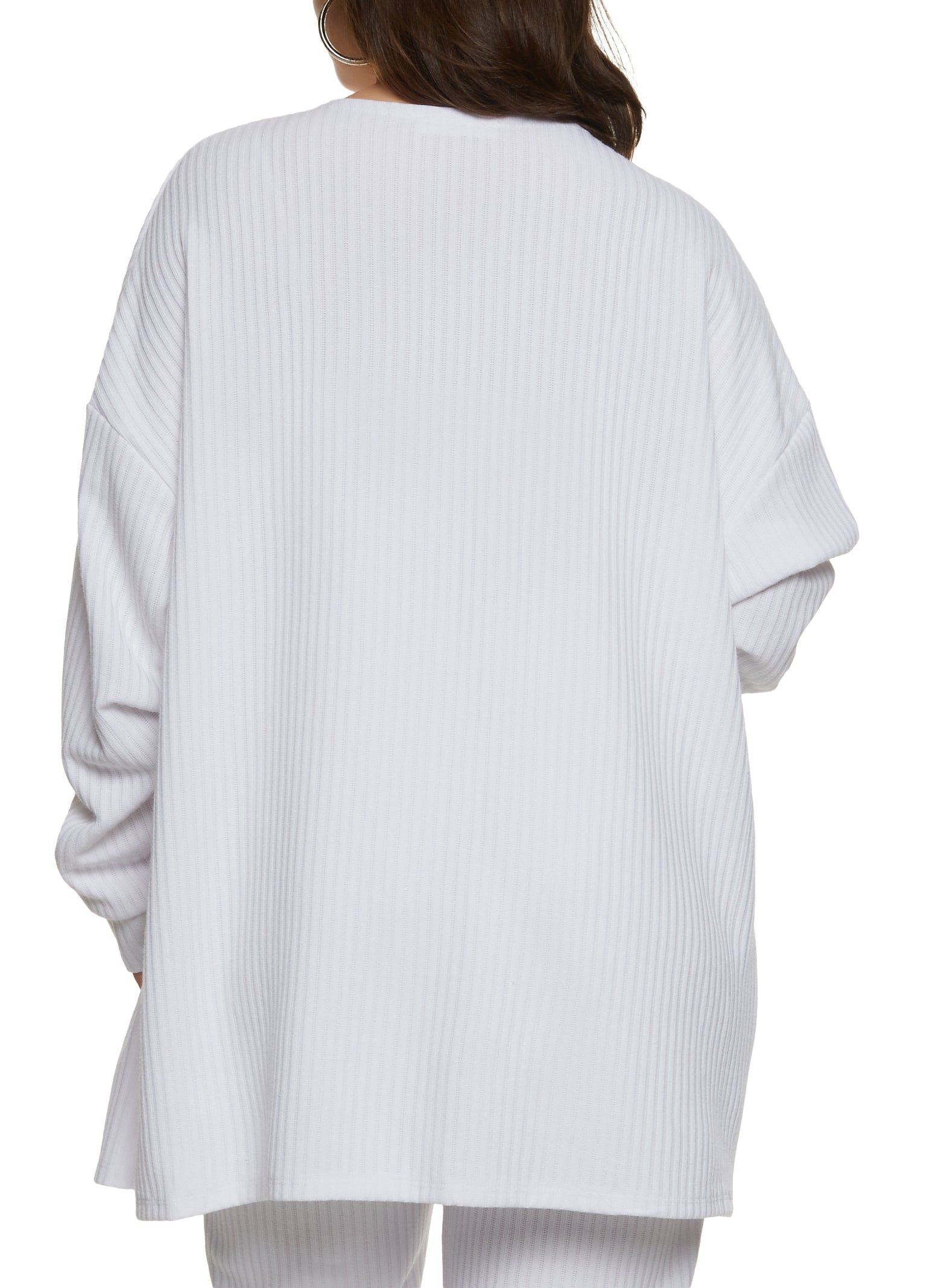 Plus Size Ribbed Drop Shoulder Open Front Cardigan sold by Rainbow product image thumbnail 3