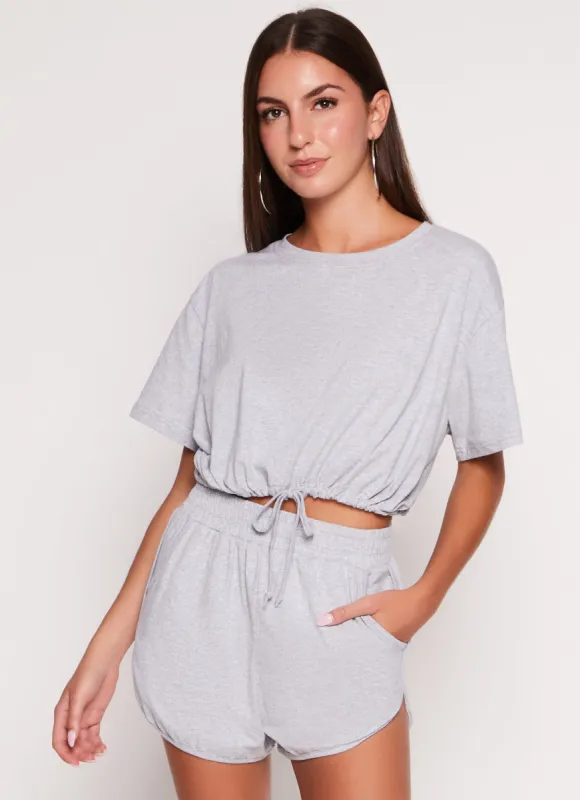 Daisy Crew Neck Drawstring Hem Tee sold by Rainbow